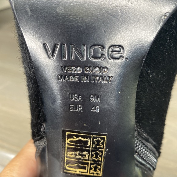 Vince Calla‎ Pointed Toe Calf Hair Bootie Black Womens Size 9 - Picture 5 of 9